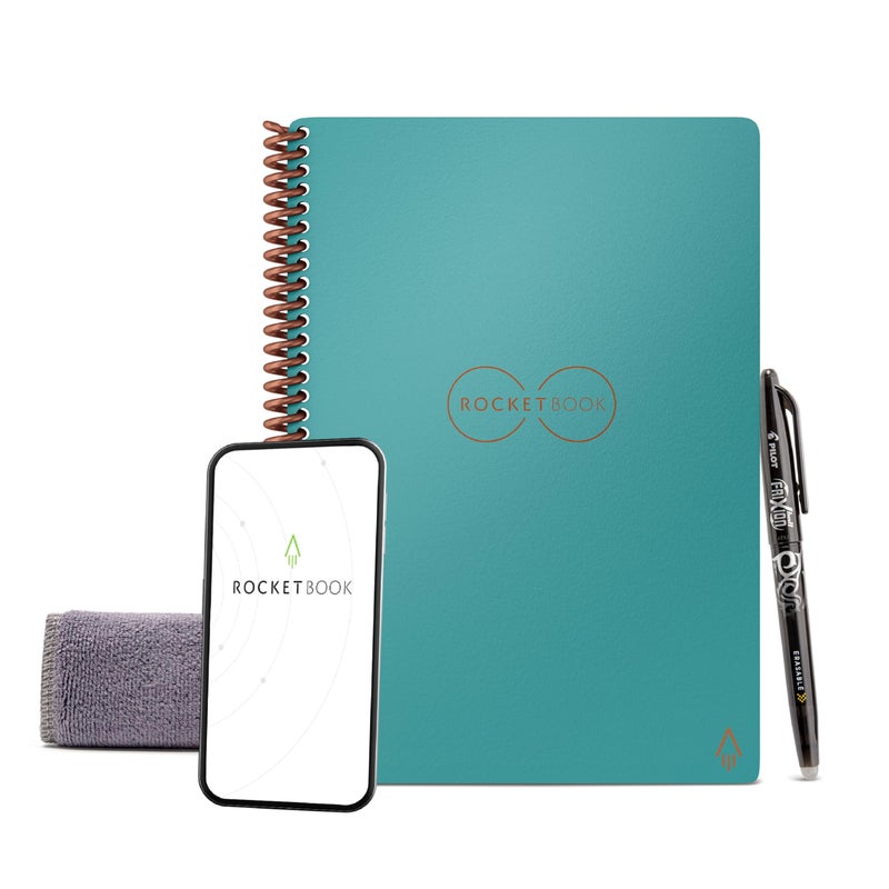 Rocketbook Core Reusable Spiral Notebook, Executive Size 6x8.8, Teal - Dotted Pages, App-Connected, Erasable, Durable Cover, Ideal for School, Work, and Creative Projects - Image 1